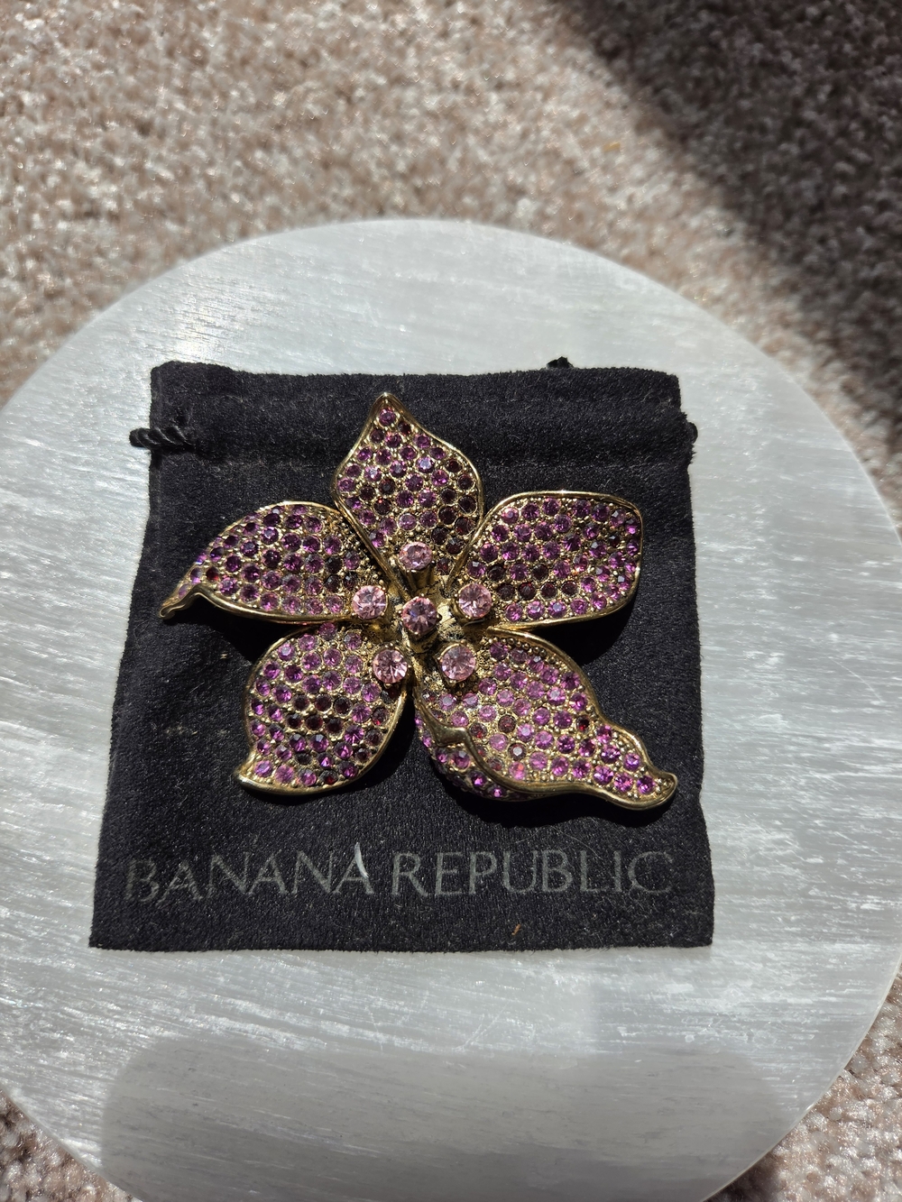 Banana Republic Pink/Purple Crystal Floral Brooch